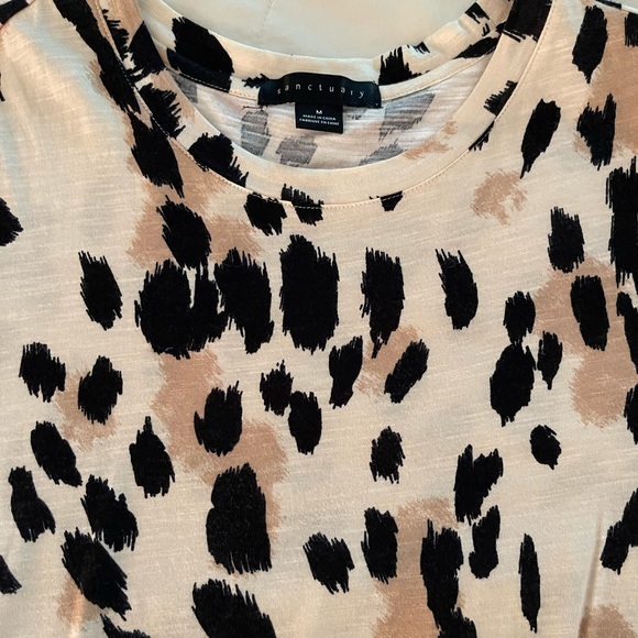 Sanctuary leopard animal print knit short sleeve crew neck tee size Medium - Picture 3 of 4